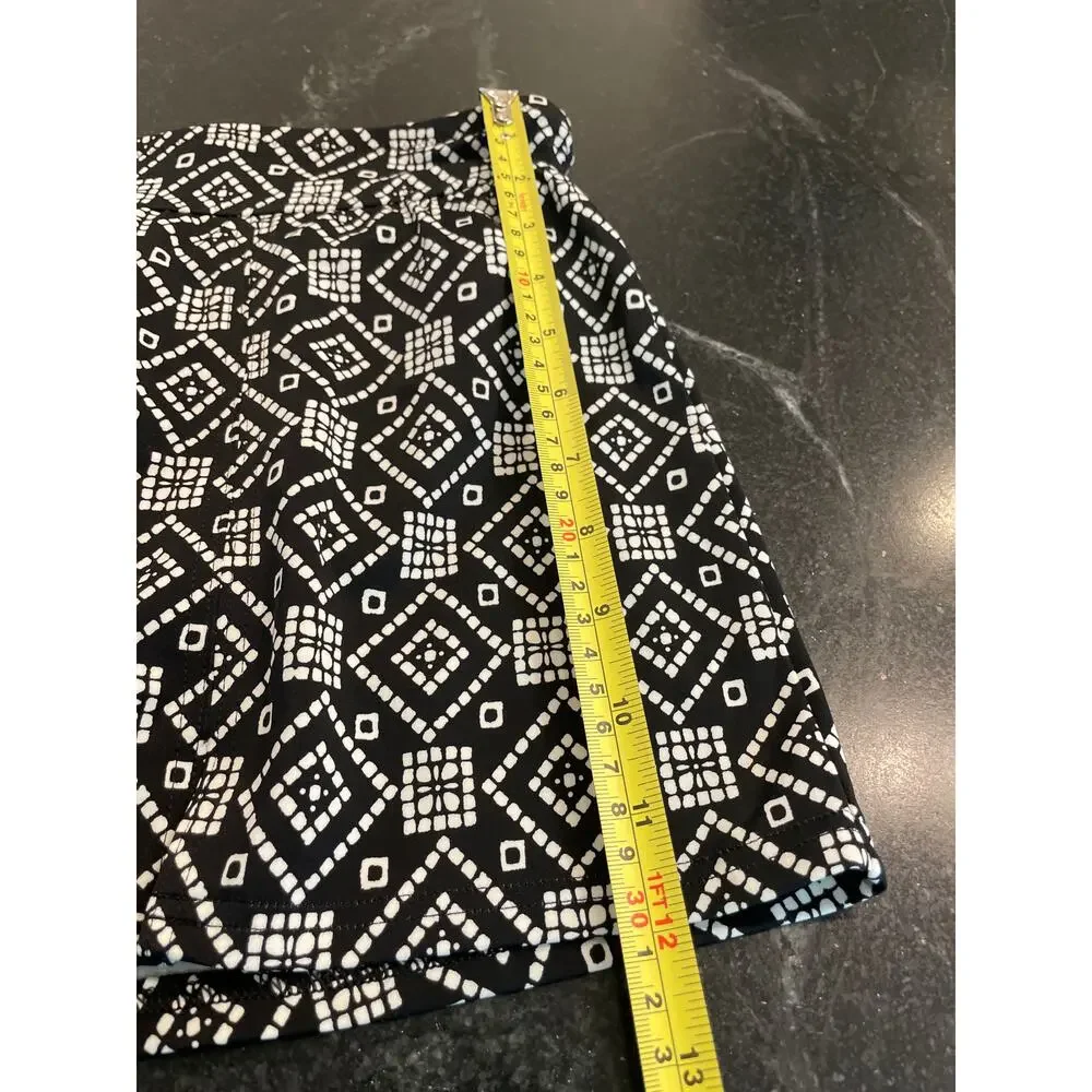 Land's End Swim Skirt black and white geo print size 14